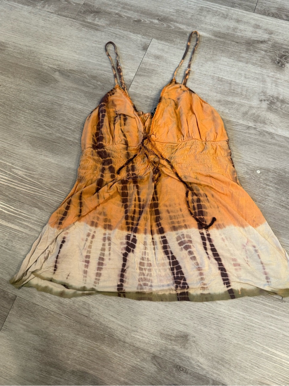 MY CHOICE Y2K Babydoll Orange & Brown Tank Size XL